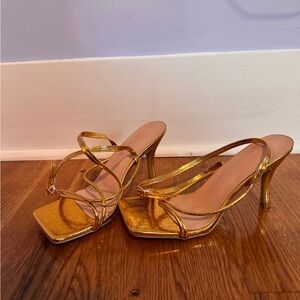 Elegant Gold Strappy Heels